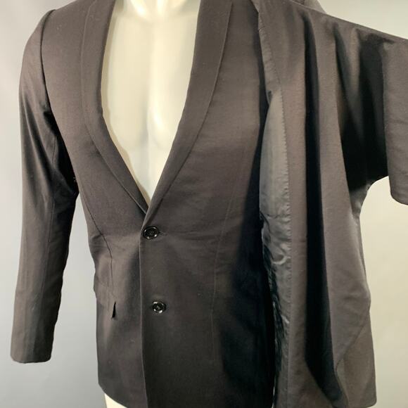 DIOR HOMME by KRIS VAN ASSCHE AW10 Size XS Black Wool Cashmere Scarf Coat - Picture 6 of 9